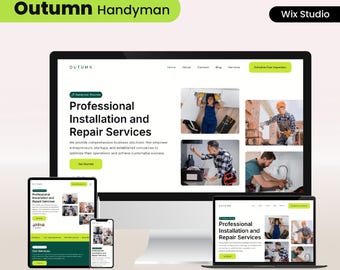Websitesjabloon Wix Studio Klusjesman: loodgieter, elektricien, aannemer, schoonmaker, landschapsarchitect, timmerman, multifunctioneel bouwbedrijf