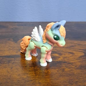 Tiny Pegasus - Articulated Fantasy Figurine in Rainbow Pastel