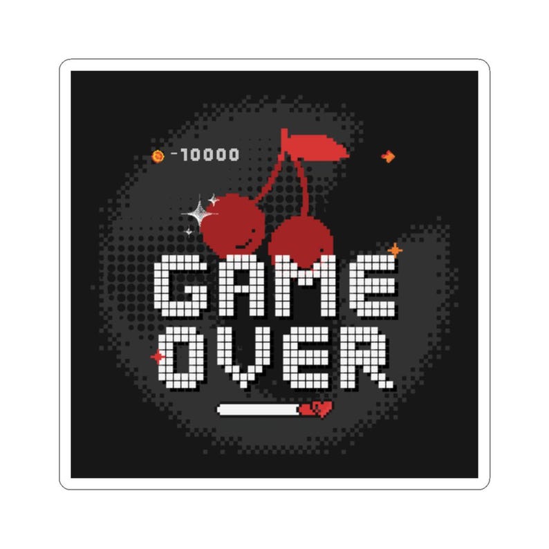 Retro Game Over Kiss-cut Stickers, Gaming Decor, Geeky Gifts, Laptop ...