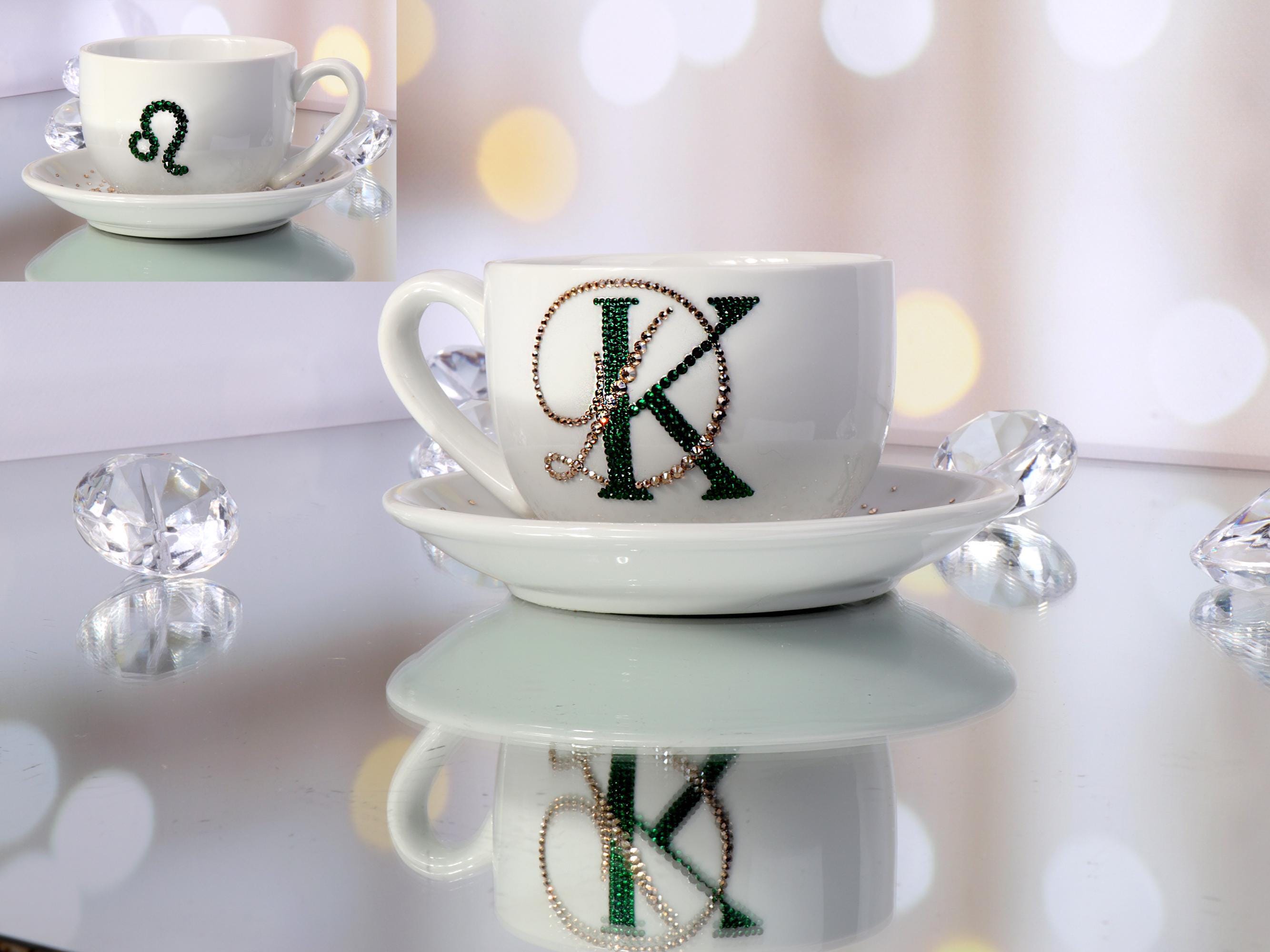 Momogram Tea Light Personalized Crystal Monogram Tea Cup & Saucer Set - Luxury Gift Box - Etsy