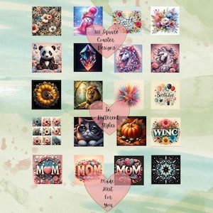 100 Square Sublimation Designs, Custom Bundle for Crafts & Gifts, Coaster Bundle, Square Coaster PNG, Cute Coaster Bundle