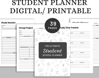 Printable Student Planner: Academic Organizer, Study Tracker (Digital Download)