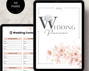 Digital Wedding Planner: Budget, Guest List, Timeline (Printable PDF or Tablet Use)
