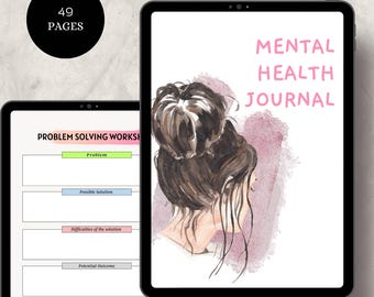 Printable Mental Health Journal: Self-Care Prompts, Mood Tracker (PDF Download)