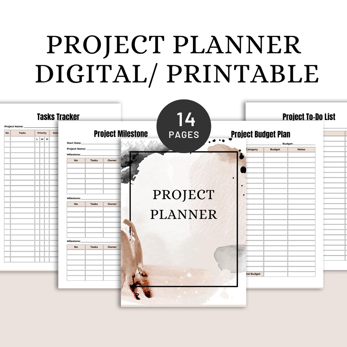 Digital Project Planner: Goal Tracker, Task List (printable PDF ...