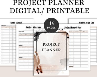 Digital Project Planner: Goal Tracker, Task List (Printable PDF Download)