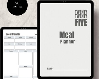 Digital Weekly Meal Planner: Grocery List, Recipes, & Food Log (Instant Download)