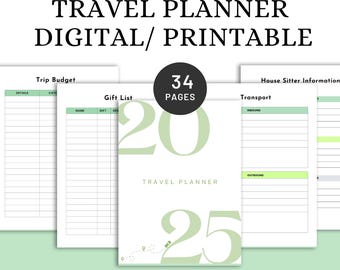 Travel Planner PDF: Trip Itinerary, Budget, Packing Lists (Digital Download)