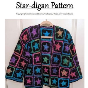 Star-digan Häkelanleitung PDF-Star Cardigan Häkelpullover