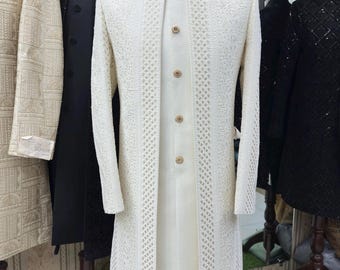 Ivory Color Sherwani: Indian Wedding Outfit,Groom sherwani For Men