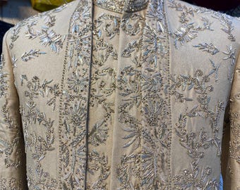 Golden Sherwani For Men, Handmade Sherwani, Wedding Dress, Indian Groom Sherwani, Groomsmen, Sherwani For Groom, Groom Outfit, Wedding Gift