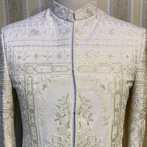indo western sherwani for groom, white sherwani for groom, Sherwani For Men, Dulha Sherwani, Sherwani, Indian Wedding Dress, Groomsmen