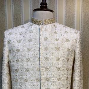 White Sherwani, Wedding Sherwani Men, Wedding, Indian Wedding Dress, Groomsmen, Sherwani For Groom, Groom Outfit, Wedding Gift