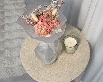Pink & White Dried Flowers Bouquet | Wedding  Bouquet | Housewarming Gift