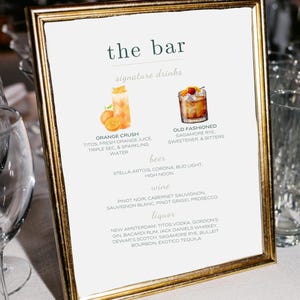Wedding Signature Cocktail Sign: Customizable Bar Menu Canva Template (Digital Download)
