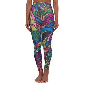 Vibrant Print High Waisted Yoga Leggings: Artistic Fitness Activewear