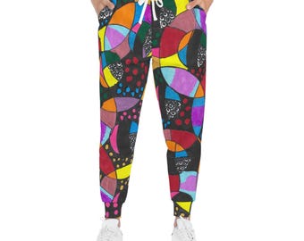 Colorful Abstract Print Joggers: Activewear Sweatpants