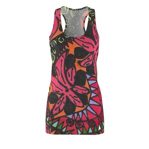 Vibrant Floral Racerback Dress: Lightweight Polyester Summer Dress