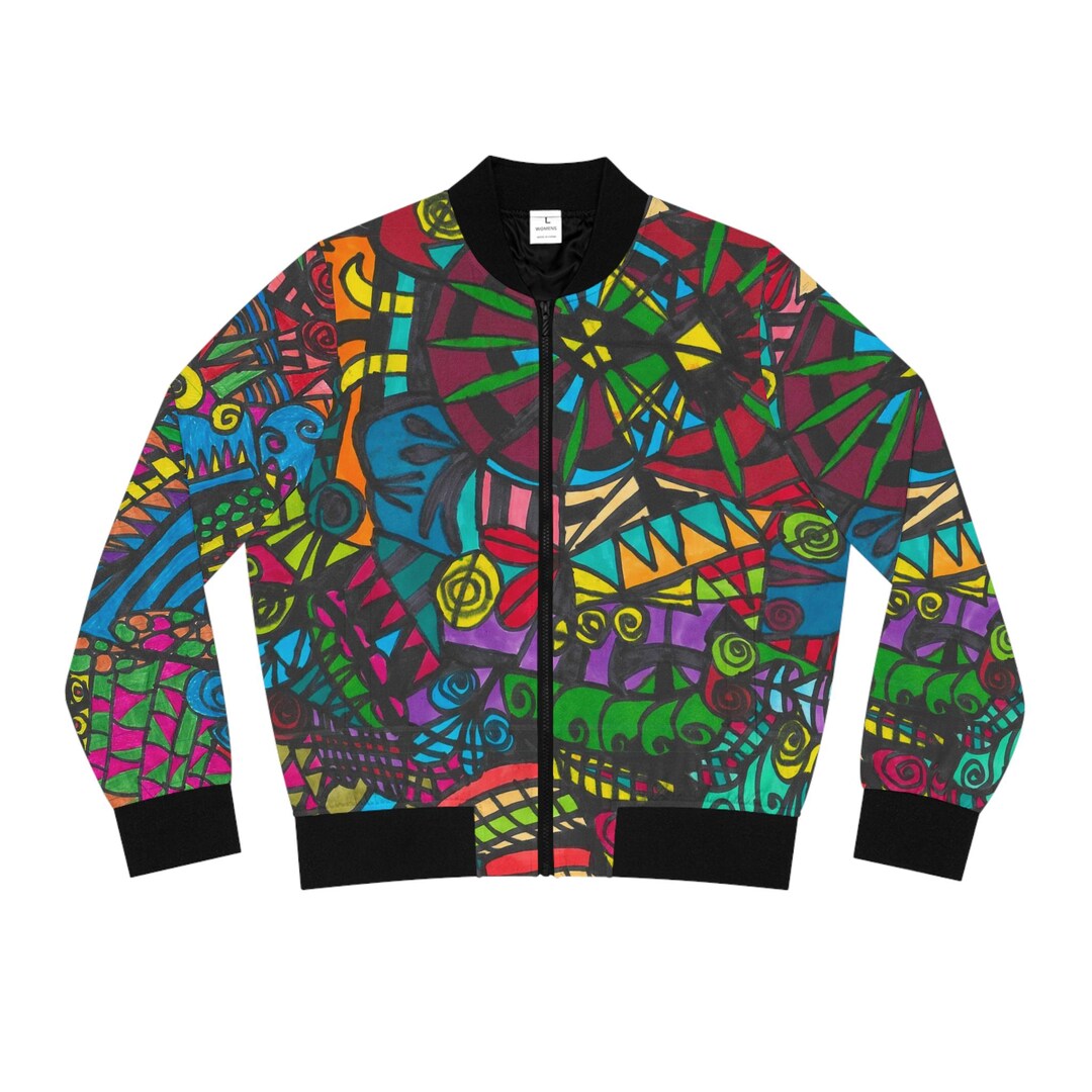 Abstract Colorful Geometric Pattern Bomber Jacket - Etsy