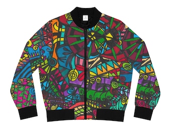 Chaqueta bomber con estampado geométrico colorido abstracto