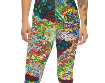 Abstract Colorful Graffiti Capri Leggings | All-Over Print