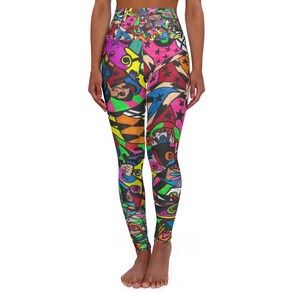 Vibrant High Waisted Yoga Leggings - Colorful Fitness Tights, Active Wear, Athleisure, Dance, Workout Essentials