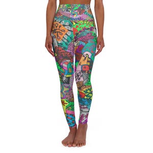 High Waisted Yoga Leggings: Colorful Print Activewear