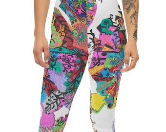 Colorful Floral Mandala Capri Leggings | Abstract Boho Pattern