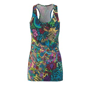 Vibrant Floral Racerback Dress: Women&#39;s Summer Polyester Casual Dress