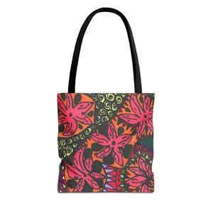 Vibrant Floral Tote Bag: Eco-Friendly Polyester Carry-All