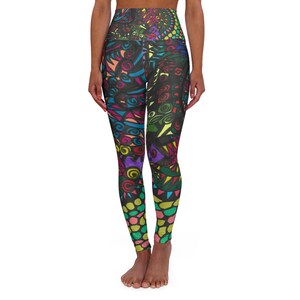 Vibrant High Waisted Yoga Leggings: Colorful Artistic Activewear