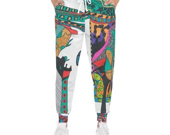 Colorful Graphic Print Joggers: Soft Athletic Pants with Pockets