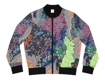 Abstract Floral Psychedelic Print Bomber Jacket | All-Over Print