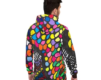 Colorful Mosaic Scale Pattern Hoodie | Abstract Rainbow All-Over Print