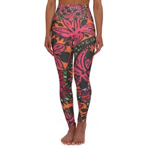 Vibrant Print High Waisted Yoga Leggings: Fitness Activewear