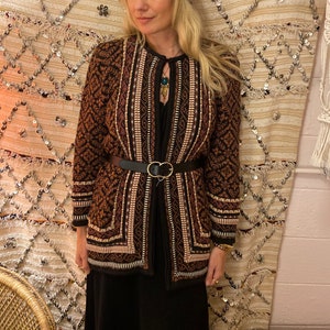 1980s Hand-Loomed Alpaca Long Cardigan Sweater