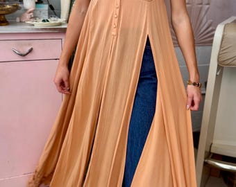 Free People Peach Lace Fringe Crop Top