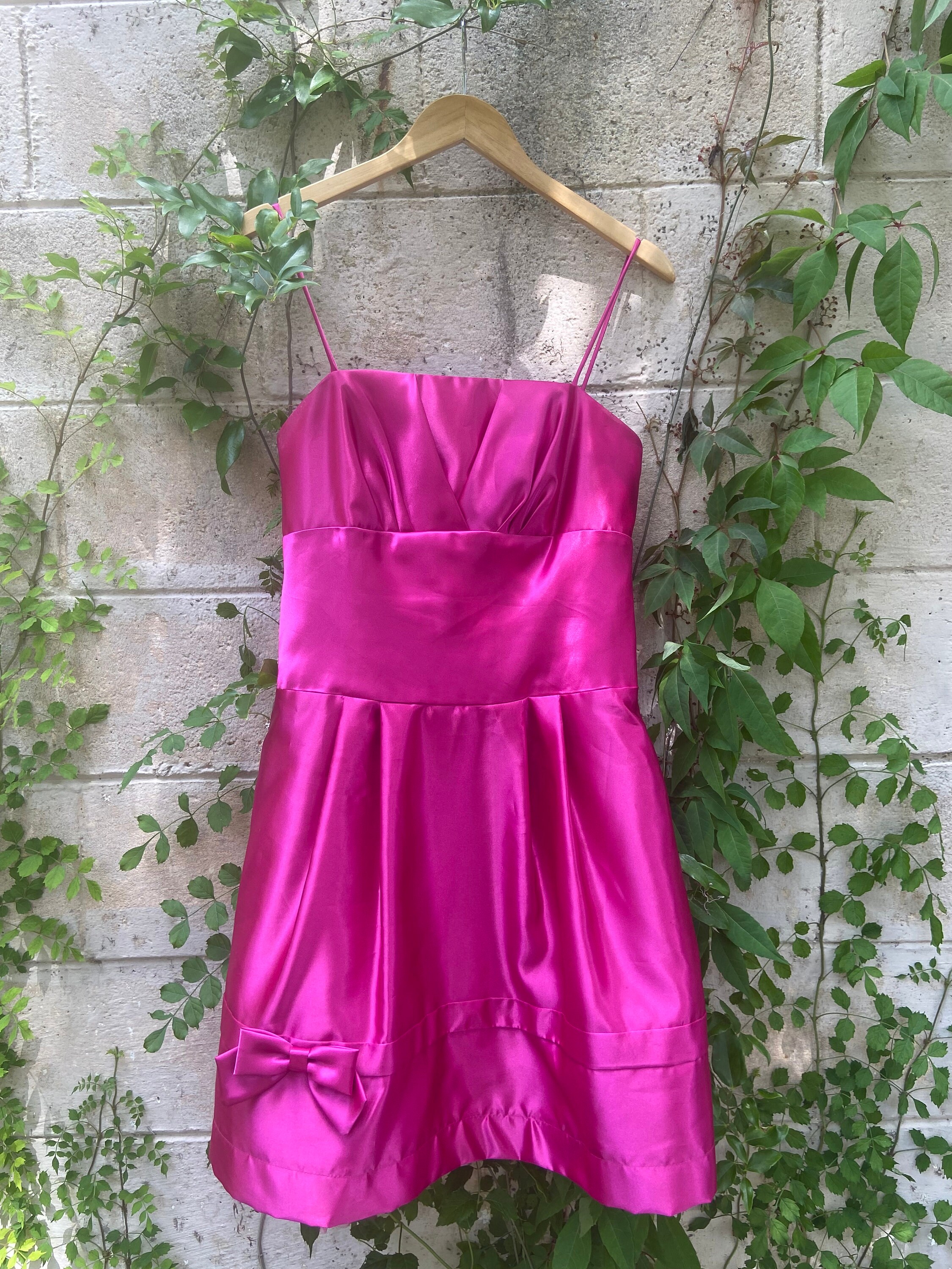 1980s Jessica Mcclintock Gunne Sax Hot Pink Satin Party Dress - Etsy
