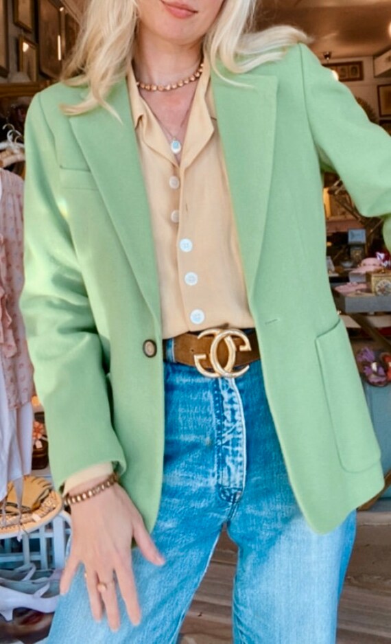 1990s Green Cashmere Blazer - image 7