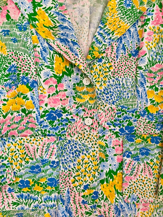 1960s Mod Spring Floral Print Cotton Blazer - image 7