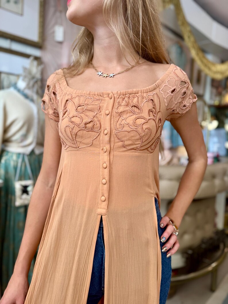 peach lace top