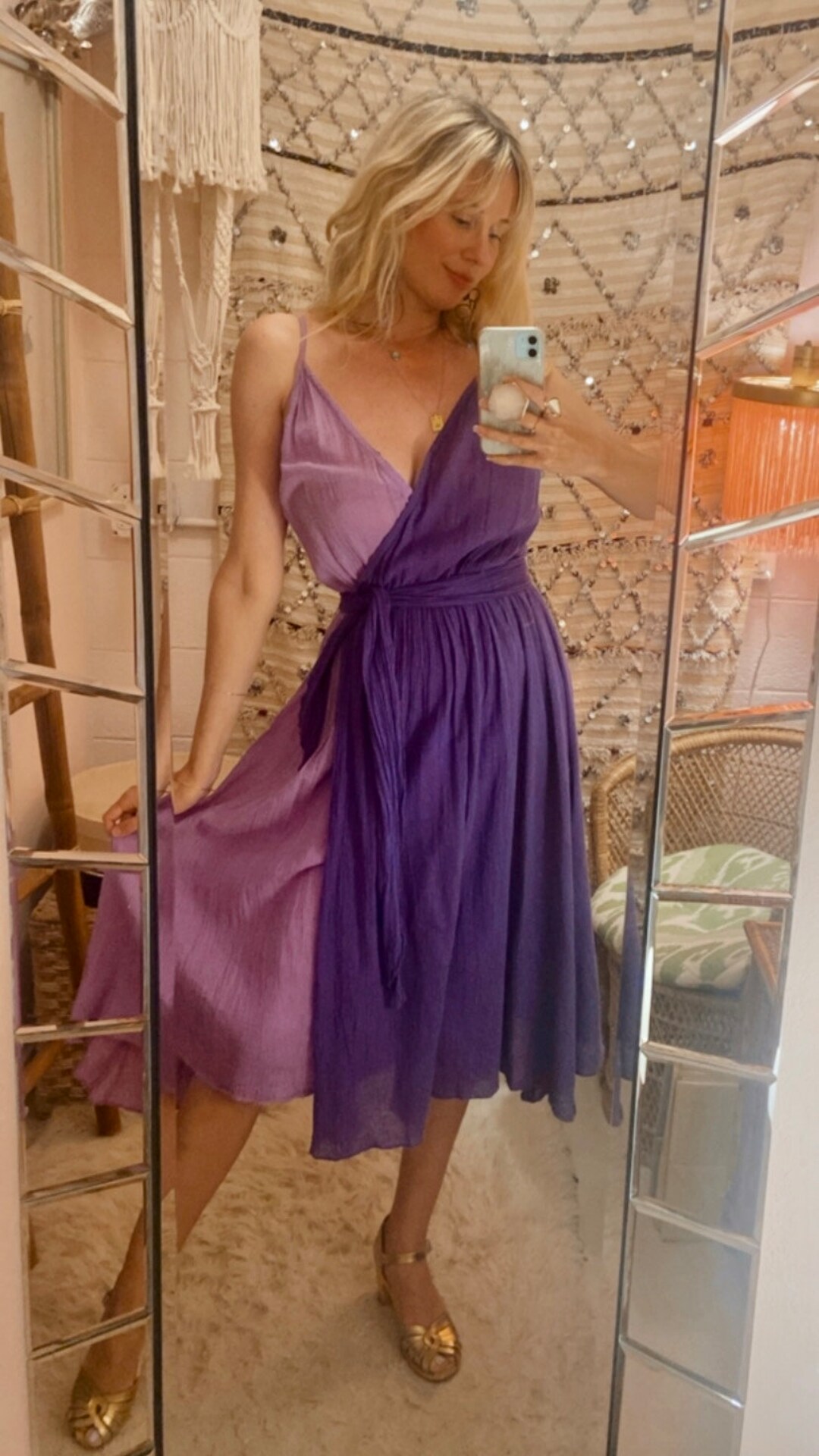 1970s Purple Lavender Cotton Gauze Wrap Dress With Sash Etsy
