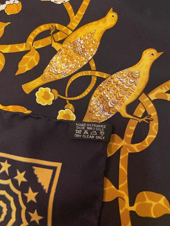 Hermès Large Silk Black Scarf - New America / Geo… - image 9