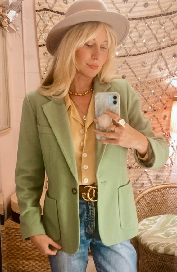 1990s Green Cashmere Blazer - image 3