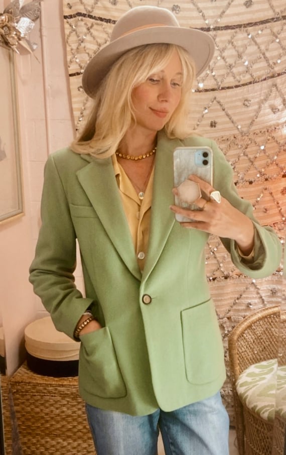 1990s Green Cashmere Blazer - image 8