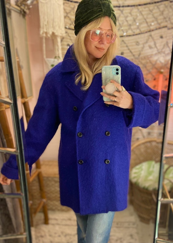 1980s Purple Mohair Double Breasted Coat - image 9