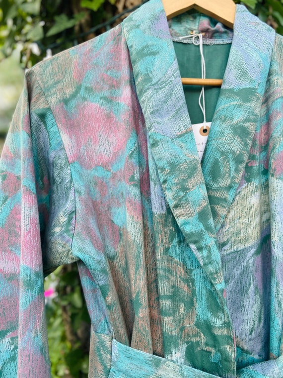 1980s Pastel Floral Cotton Robe / Duster - image 4