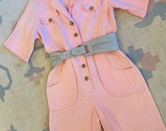 1970s Pink Cotton Jumpsuit