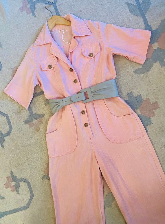 1970s Pink Cotton Jumpsuit