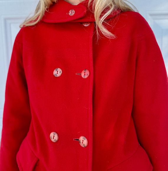 1960s Red Mod Wool Coat